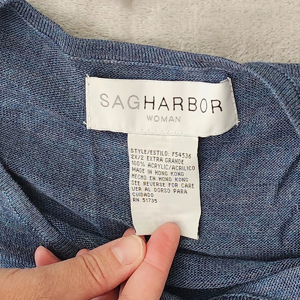 Sag Harbor Womens 2XL Blue Mock Neck Short Sleeve Knit Top New - Picture 7 of 15